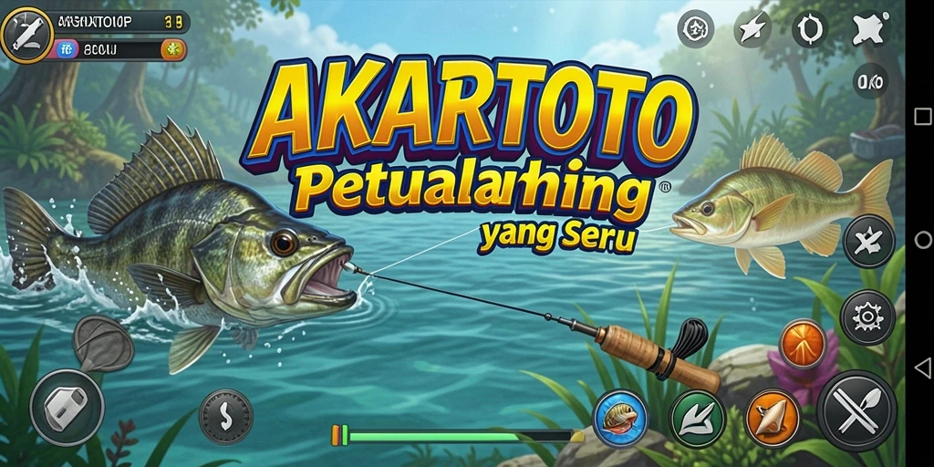 Tampilan menakjubkan dari gameplay AKARTOTO saat memancing ikan.