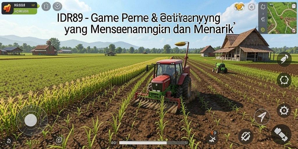Tampilan gameplay <strong>IDR89</strong> dengan kebun yang penuh tanaman hijau.